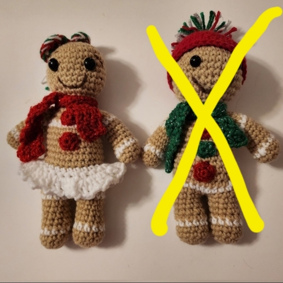 Crochet gingerbread girl, LAST ONE, Hand Crocheted by Mom - Picture 4 of 5